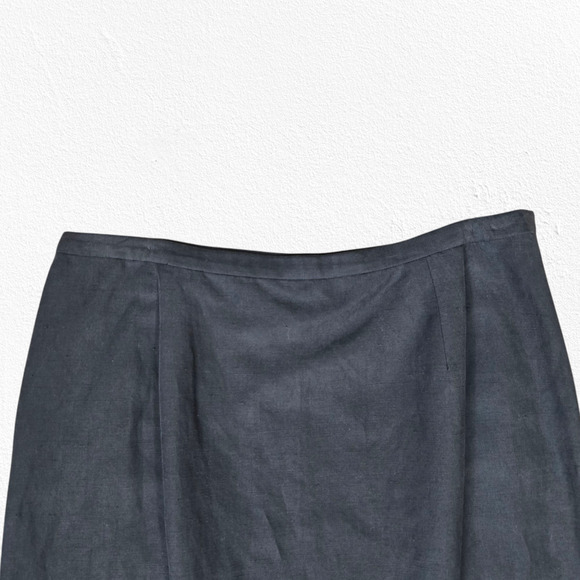 Y2K Pendleton Dark Gray Silk Linen Mid Rise Classic A-Line Midi Skirt Size 14 - Picture 2 of 8